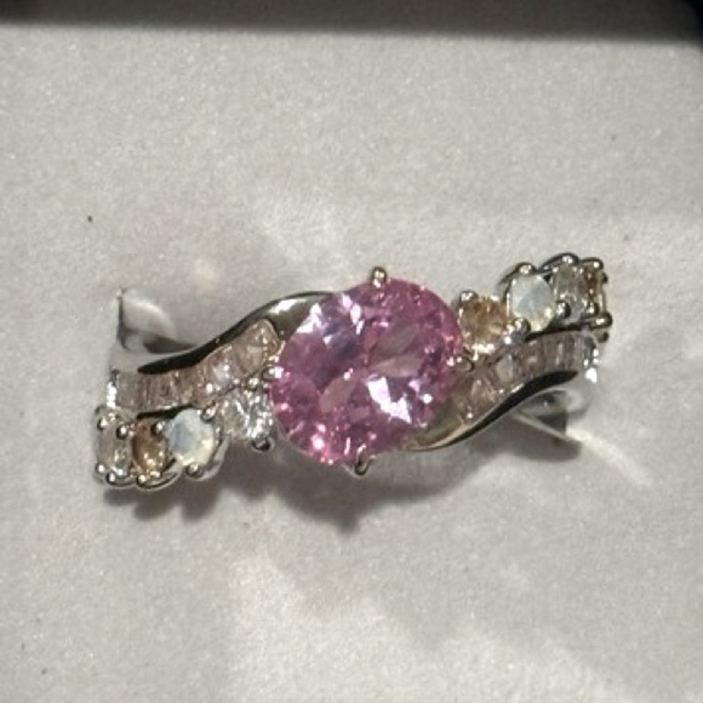 Bomb Party Ring Size 8 RG33782 “Drops Of Sunshine” Pink Corundum on Rhodium $114